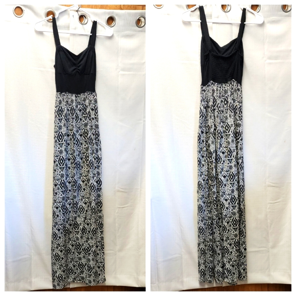 Mudd Black and Patterned Maxi Dress